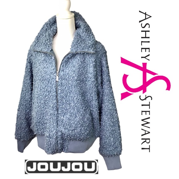 Ashley Stewart JOU JOU | Curly Sherpa Bomber Jacket - Picture 7 of 15